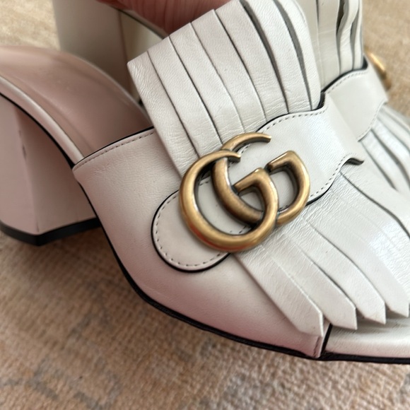 Gucci Mystic White Marmont Fringe Leather Mules size 39 - Picture 5 of 14